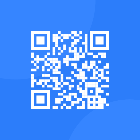 QR code on a blue background